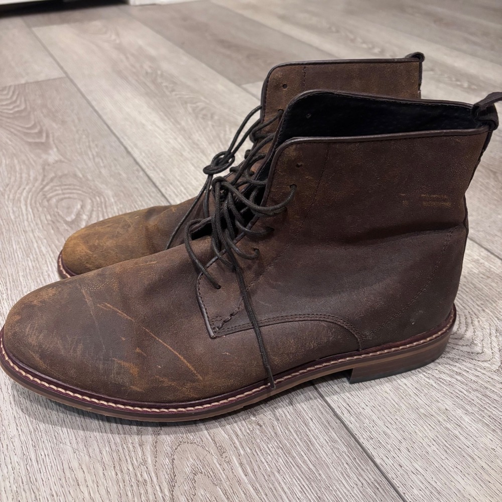 Shoe The Bear Dev Suede‎ Boots Mens 45 12 Brown Lace Up Distressed Portugal